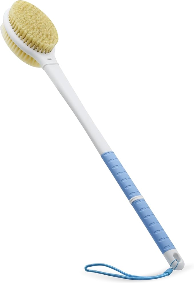 Shower Brush with Soft and Stiff Bristles,20.5" Extra Long Handle Dual-Sided Back Scrubber Bath Brush Body Exfoliator for Wet or Dry Brushing (Extra Long Handle)