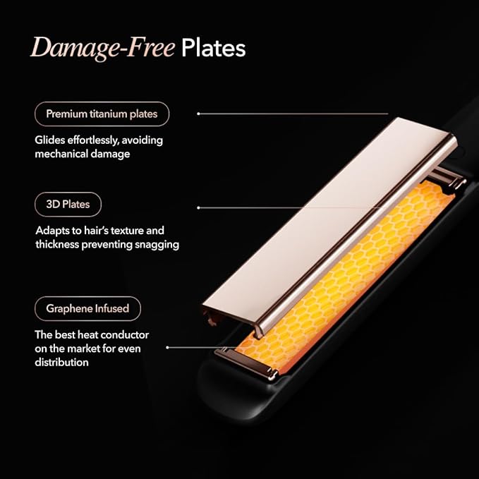 SRILabs StyleQ Flat Iron Hair Straightener Styler - GraphFlow Techonology, Negative Ions, Infrared Light Therapy, 12 Heat Settings for Straight, Smooth, Waves and Curls: All Hair Types