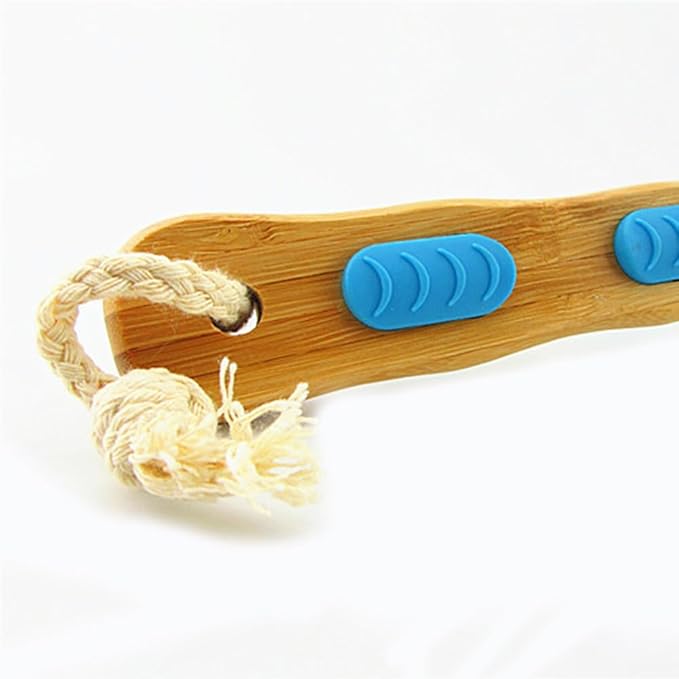 17” Extra Long Handle Dry Bath Body Brush Back Scrubber, Anti-Slip Bamboo Handle Bath & Shower Brush with Soft Dense Horsehair Mane Natural Bristles. (Brown)