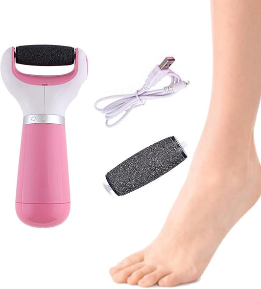 Electric Callus Remover for Feet Callus Remover Foot Callus Remover Tool Foot Buffer Electric Foot Calloused Feet Remover Tool Pedicure Supplies USB Charging and Battery Power＋1 Roller（Pink）