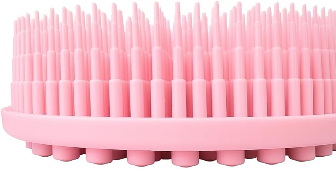 Silicone Body Scrubber, Exfoliating Loofah Alternative for Women Men, Soft Silicone Body Shower, 2 in 1 Bath and Shampoo Brush for Sensitive Skin, Back,Showering, Brush Exfoliator (Pink)