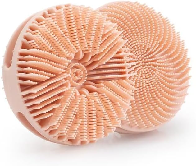 14.5inch Silicone Back Scrubber for Shower 2pcs（Blue）,Exfoliating Shower Brush,Double Sided for Exfoliating and Massage，Long Handle Back Scrubber for Men and Women. Includes 2 Hooks (Double Sided)