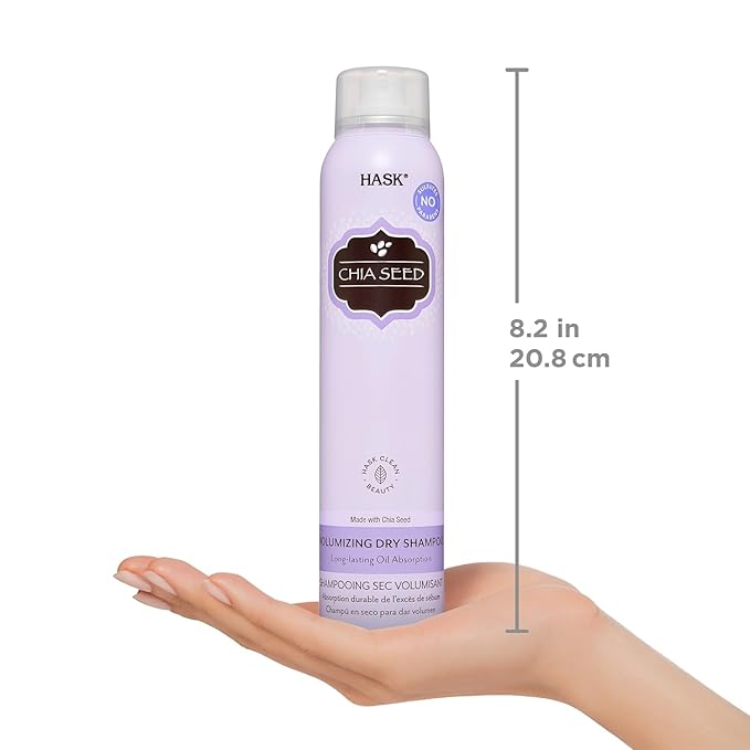 HASK Chia Seed Volumizing Dry Shampoo Duo (4.3oz-Qty 2) & Argan Oil Repairing Deep Conditioner Packette, Aluminum-Free, Sulfate-Free, Paraben-Free, Color Safe, for All Hair Types