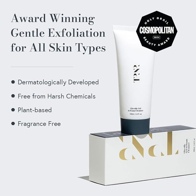 Glycolic Gel To Foam Facial Cleanser (100ml/3.4oz) | Foaming Face Wash| Natural, Plant-Based & Science-First Skincare Routine for Men & Women
