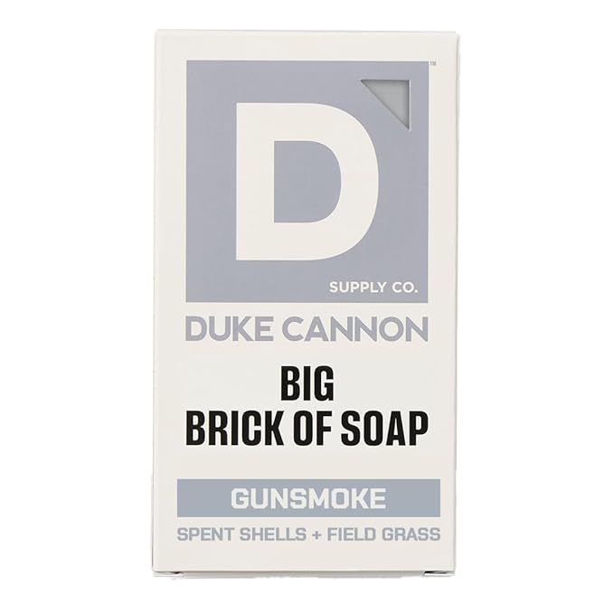 Duke Cannon Supply Co. Extra Large Bar Soap - Men's Natural Bar Soap with a Masculine Scent - Spent Shells + Field Grass - Body Soap for Men - All Skin Types - Big Brick of Soap - Gun Smoke (10 oz)