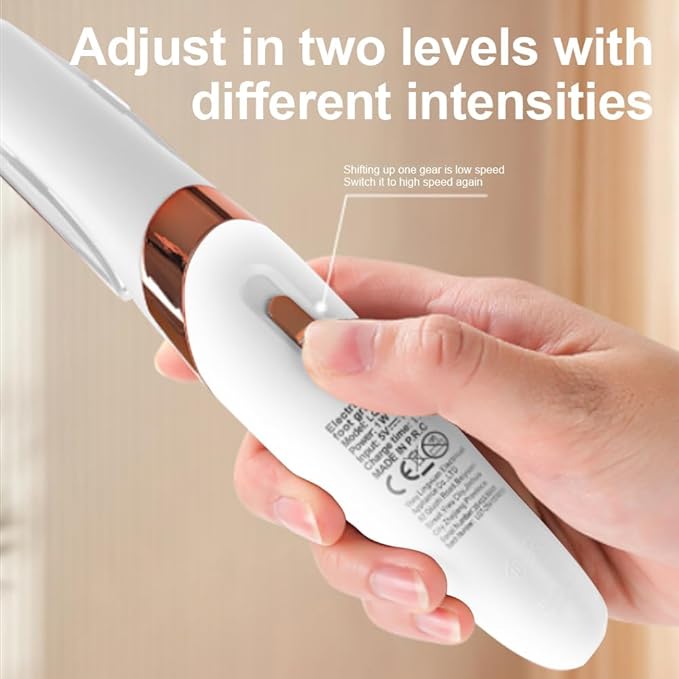 LQT® Electric Foot File – Rechargeable Callus Remover for Hard, Cracked Skin – at-Home Pedicure Kit for Smooth Feet (Men & Women) (White)