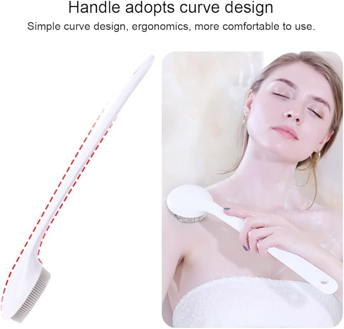 Silicone Back Scrubber for Shower, Exfoliating Body Scrubber with Handle, Soft Shower Scrub Exfoliator Brush for Men and Women, BPA Free, Non-Slip (Grey)