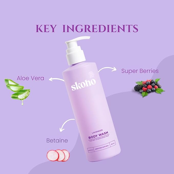 98.046% Natural Refreshing Bodywash | Gentle Cleansing & Moisturizing | COSMOS Certified with Aloe Vera & Super Berries | Paraben & Sulphate Free| 250 ml (Pack of 1)