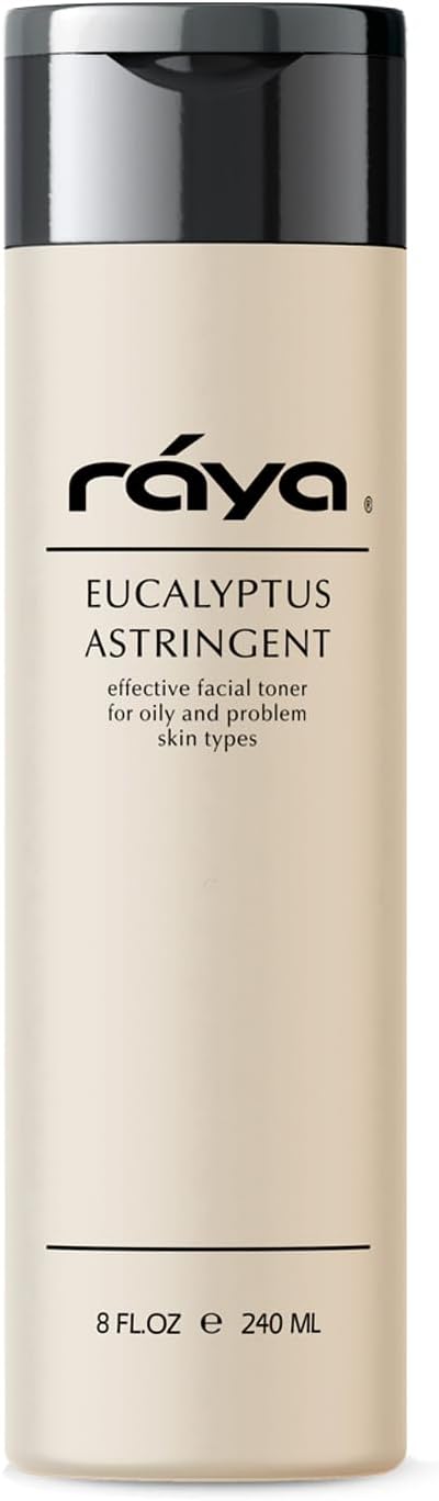 RAYA Eucalyptus Astringent with AHA 8 oz (G-207) | Exfoliating Glycolic Facial Toner for Oily and Break-Out Skin | Helps Balance pH and Dry Up Blemishes | Made with Alpha Hydroxy Acids