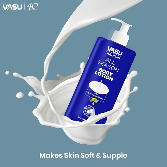 Vasu Body Lotion for All Skin Types with Shea Butter & Vitamin E, face moisturizer, body moisturizers Non-Greasy Formula, hand cream, lotion for women, lotion for men - 11.83 fl oz each (Pack of 2)