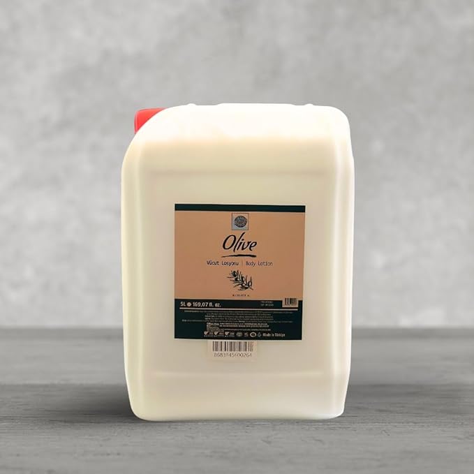 1.3-Gallon Each Bulk Shampoo, Shower Gel, Conditioner & Body Lotion Set – Olive Blossom Essence, Premium Ingredients, Made in Turkey – Ideal for Hotels, Rentals, Spas, Salons & Homes
