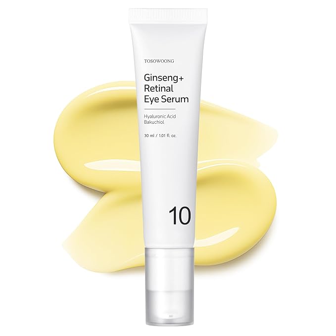 TOSOWOONG Ginseng Plus Retinal Eye Serum with Retinal Niacinamide Bakuchiol Correction for Puffy Eye Bags Fine Lines Dark Circles Wrinkles, Korean Skin Care, 30ml, 1.01 fl.oz.