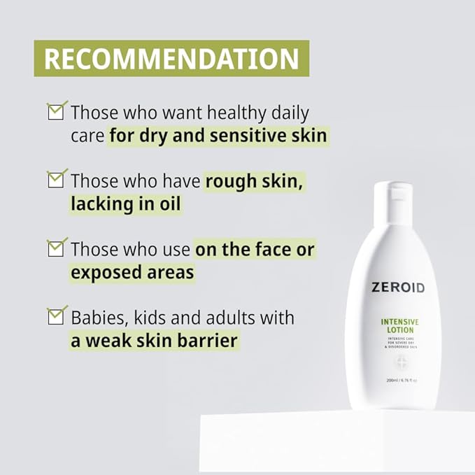 ZEROID | Intensive Lotion | Korean Body Care Moisturizer | Hand and Body Cream for Women and Men | Body Lotion for Dry and Sensitive Skin | Moisturizer for Extremely Dry Skin | 6.76 fl oz (200ml)