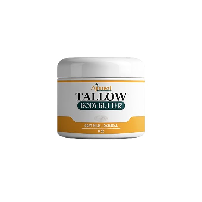 Grass-Fed Beef Tallow and Magnesium Body Butter, Natural Moisturizing Cream for Dry, Itchy, Cracked Skin, Handmade Diaper Rash (Sandalwood Vanilla)