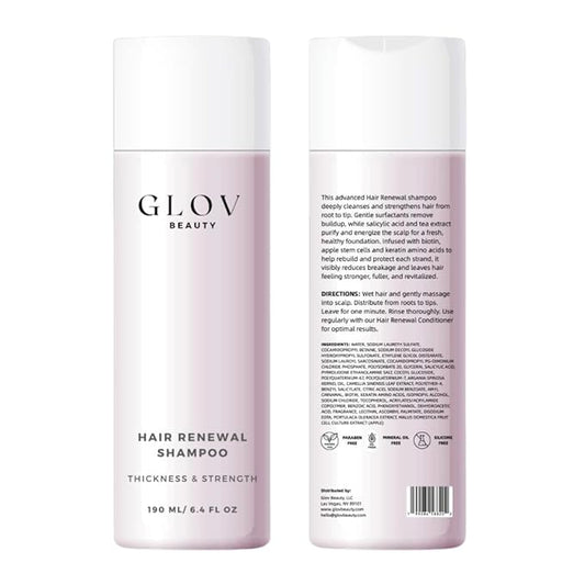 Glov Beauty Hair Renewal Shampoo – Purifying and Revitalizing Formula with Apple Stem Cells, Keratin Amino Acids, Argan Oil, Biotin & Green Tea – Gentle Daily Cleanser for All Hair Types