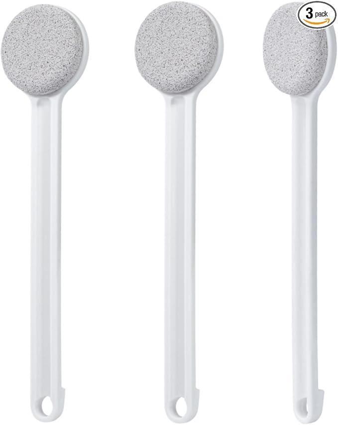 Pumice Stone for Feet with Long Handle 14", 3 Pack Hard Skin Callus Remover, Scrubber and Exfoliator for Dead Dry Skin, Softer & Smoother Feet, Pedicure Tool (Straight)