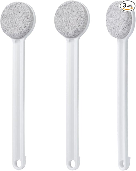 Pumice Stone for Feet with Long Handle 14", 3 Pack Hard Skin Callus Remover, Scrubber and Exfoliator for Dead Dry Skin, Softer & Smoother Feet, Pedicure Tool (Straight)