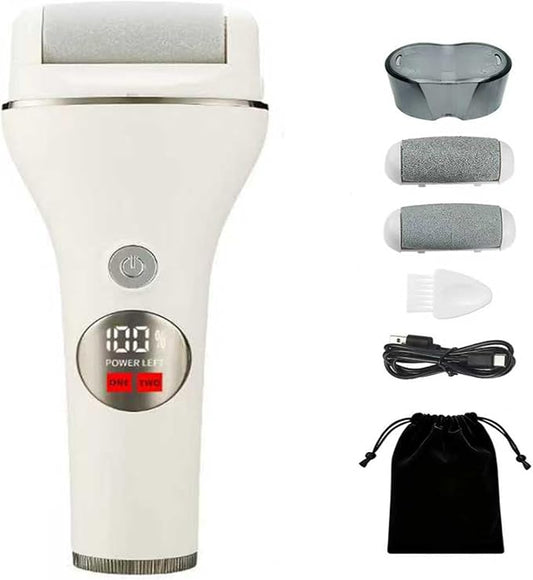 Painless & Efficient Electric Callus Remover – Rechargeable Cordless, IPX5 Waterproof Gentle for Cracked Heels, Dry Skin, Portable Home Spa with 3 Heads, Dead Skin Remover