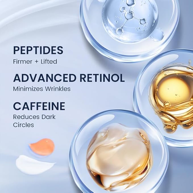 SKIN ULTIMA Dual Eye Cream with Advanced Retinol, Peptides, Caffeine for Puffy Eyes and Dark Circles, Wrinkles, Anti Aging, Under Eye Bags Treatment, Instant Tightener, Fragrance Free, 0.68 OZ