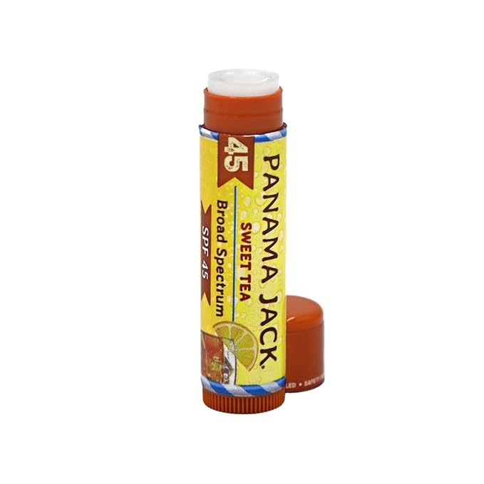 Panama Jack Sunscreen Lip Balm - SPF 45, Broad Spectrum UVA-UVB Sunscreen Protection, Prevents & Soothes Dry, Chapped Lips, Sweet Tea, 2-pack