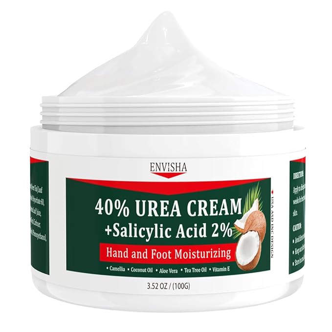 ENVISHA 40% Urea Cream for Dry Cracked Feet- Maximum Strength Foot & Hand Moisturizer with 2% Salicylic Acid, Tea Tree, and Aloe Vera | Deep Hydration & Softener for Feet Care