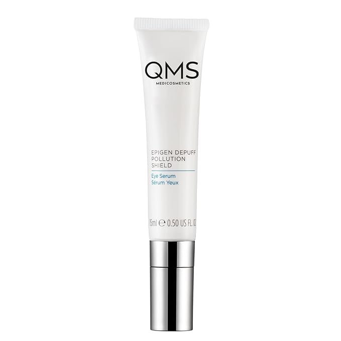QMS Medicosmetics Epigen Depuff Pollution Shield Eye Serum – Protective Eye Serum with Epigenetic Peptides + Cool Tip Ceramic Applicator for a Youthful, Awakened Look – 0.5 oz