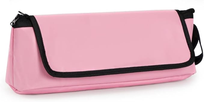 GNEGNI Hair Tools Travel Bag with Heat Resistant Mat, 2-in-1 Portable Hot Tools Organizer fits Curling Iron, Straightener & Hair Accessories, Travel Vacation Essentials(Blue/Pink) (Pink)