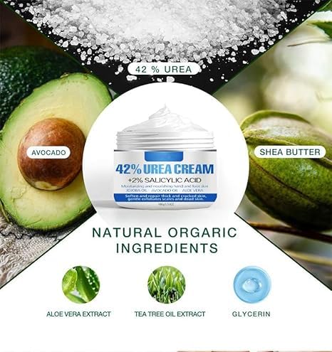 Urea Cream for Foot 42% +2% Salicylic Acid, Foot & Hand Cream for Feet Maximum Strength Moisturizes Nourishes Softens Dry, Rough, Exfoliates Dead Skin Callus Remover For Feet 3.53oz
