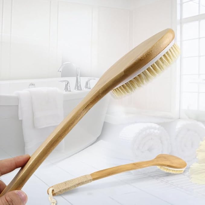 PACKOVE Back Scrubber for Shower, Dry Brushing Body Brush Exfoliating Body Scrubber Long Handle Back Scrubber Body Exfoliator for Women Men