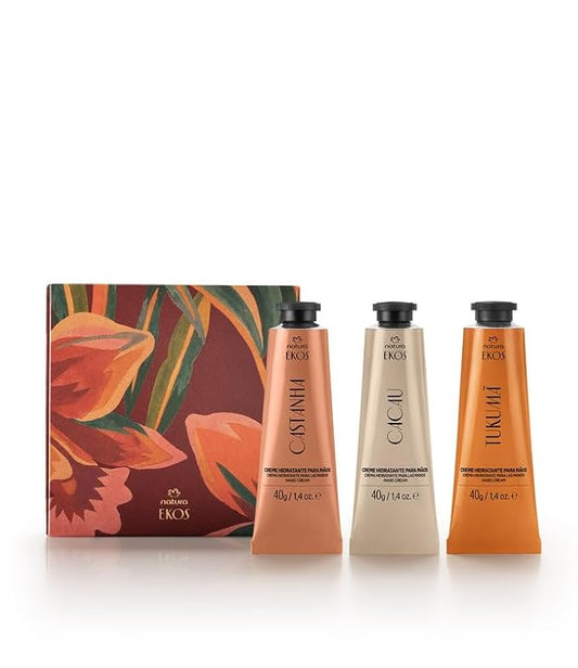 Natura - Brazilian Beauty Hand Cream Trio Holiday Gift Set – Travel Size, Brazil Nut, Tukumã & Cacau | 100% Vegan, Deep Nourishing Hand Creams Gift Box 1.4 oz (40g)