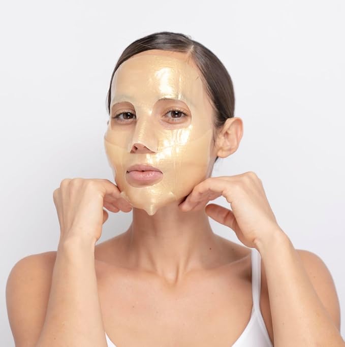 MISS SPA Boost Glow Hydrogel Facial Mask Collagen & Peptide Infused Sheet Mask Moisturizing, Firming & Radiance-Boosting Skincare Treatment for Glowing Skin, Anti Aging Skin Care, 4 Pack