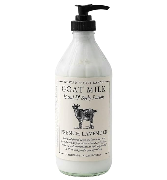 Goat Milk Lotion for Dry, Sensitive Skin – Natural Body Moisturizer for Face, Hands & Body – Hydrating Non-Greasy Cream – Handmade in USA with Clean Ingredients (16oz, French Lavender)