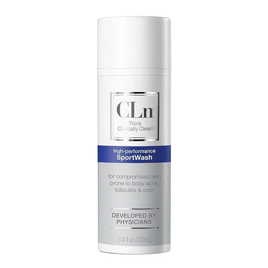 CLn® SportWash – High-Performance Sport Body Wash, For Men & Women Prone to Body Odor, Foot Odor, Ringworm, Folliculitis, & Back Acne, Fragrance-Free & Paraben-Free, 3.4 fl. oz.