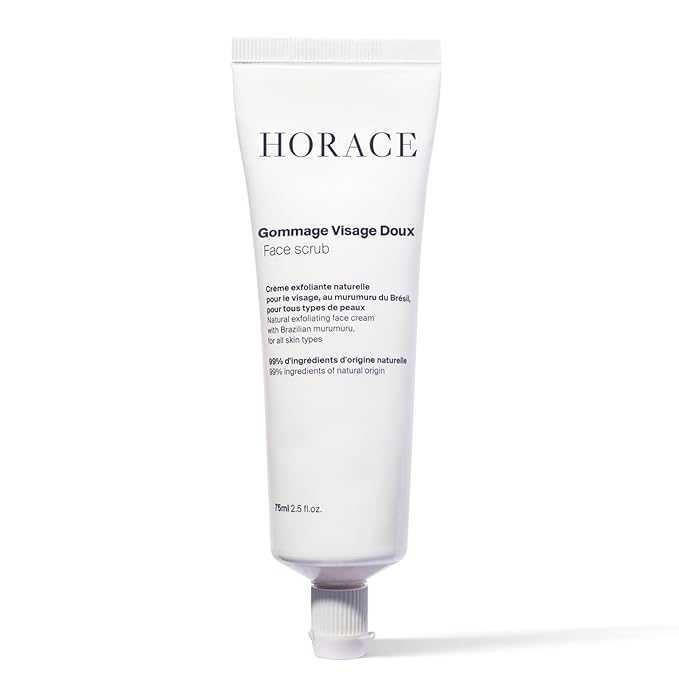 HORACE Gentle Face Scrub for Men - Exfoliating Cream with Argan Seeds, Murumuru Butter and Vitamin E - Pore Unclogging Skincare for All Skin Types - Unscented, 2.5 fl.oz