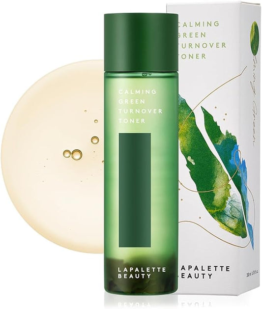 LAPALETTE Calming Green Turnover Toner | Green Tea | Hydrating & Moisturizing | Gentle Peeling with Natural Aha, Bha & PHA Ingredients | Red, Irritated Skin | Vegan | Korean Skincare 6.75fl.oz