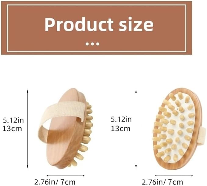 Dry Body Brush, Wooden Handheld Body Massager Brush - Natural Wood, Body Brush, Bath & Body Brushes Muscle Relax Sauna Spa Head Massage Brush