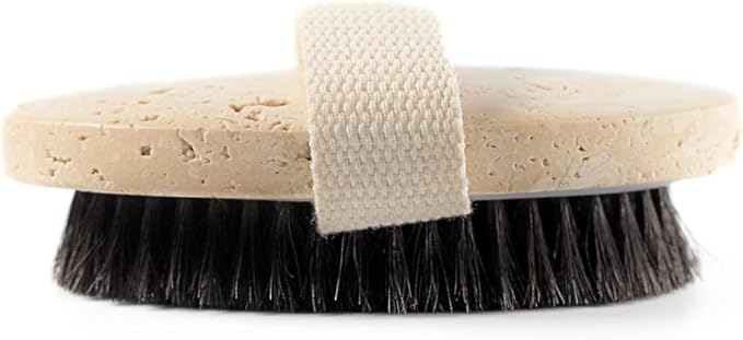 The Dry Brush - Recharge Ionic Exfoliating Body Brush - Marble and Copper Wire Bristles (Beige Travertine)