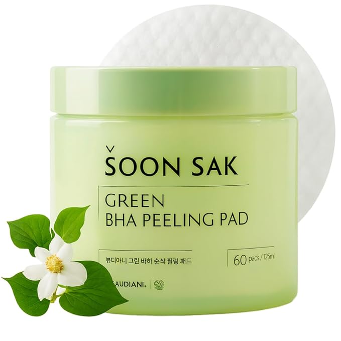 BEAUDIANI Green BHA Peeling Pad 60ct | Korean Exfoliating Toner Pads | Minimize Pores, Soothe Blemish-Prone Skin | Gentle Daily Chemical Exfoliant | K-Beauty Skincare