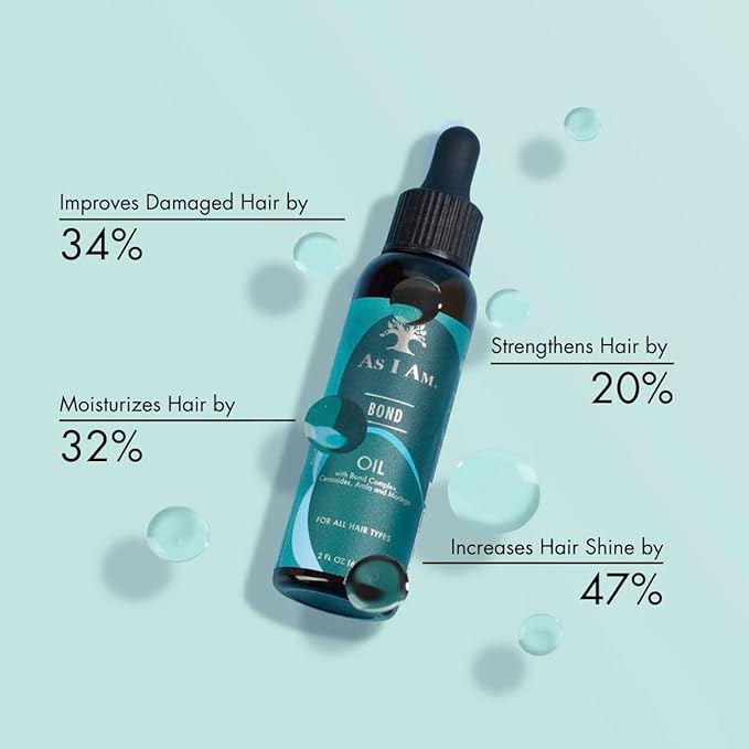 As I Am Bond Oil - 2 oz - with Moringa, Amla, & Ceramides - Hair Repair Treatment For Damaged Hair