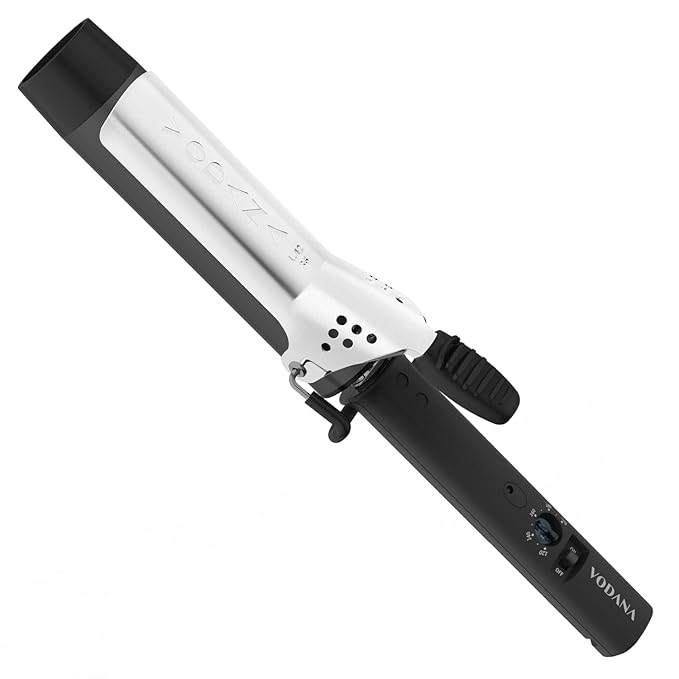 VODANA Professional GlamWave Ceramic Curling Iron, Long-Lasting Natural Curls, Instant Heat, Hair Curler, Curling Wand, Available in USA (1.25 inch, Black)