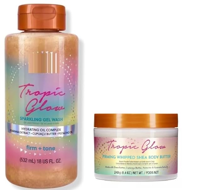 T. Hut Tropic Glow Body Wash, 10 fl oz, Tropic Glow Firming Whipped Body Butter, 8.4 Oz