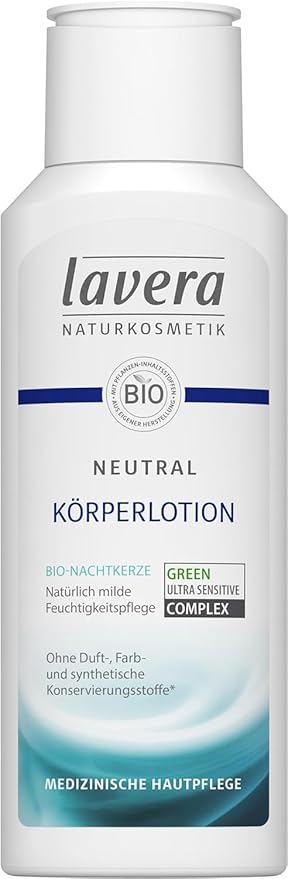 lavera Neutral Body Lotion - evening primrose - moisturizing care naturally mild - for sensitive skin - ph-neutral - PETA certified - biodegradable - vegan - natural cosmetics - 6.76 fl.oz.