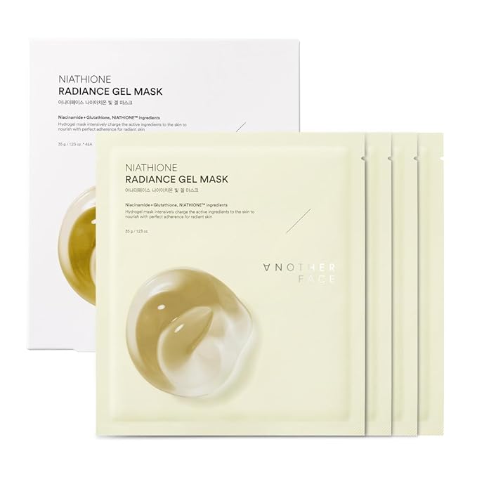 ANOTHERFACE Niathione Gel Mask 4 Sheets | Hydrating & Glow Boosting Overnight Hydrogel Mask for Glass Skin | Containing Niacinamide and Glutathione Korean Skincare