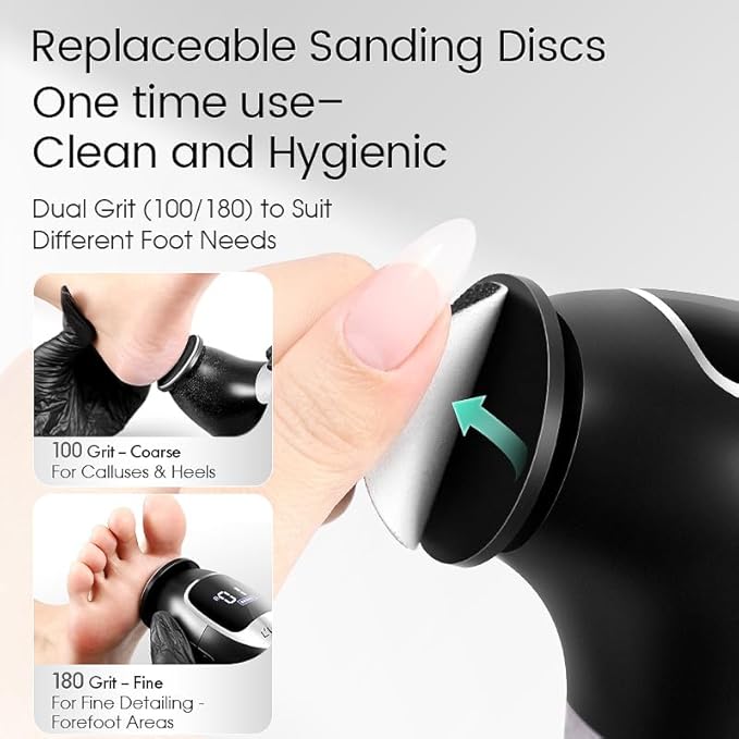 L'UGX 60PCS Sanding Discs for Electric Foot Callus Remover – 30PCS 100 Grit & 30PCS 180 Grit, 1.8" Diameter Replacement Sandpaper Pads for Pedicure Tools, Foot Care Accessories