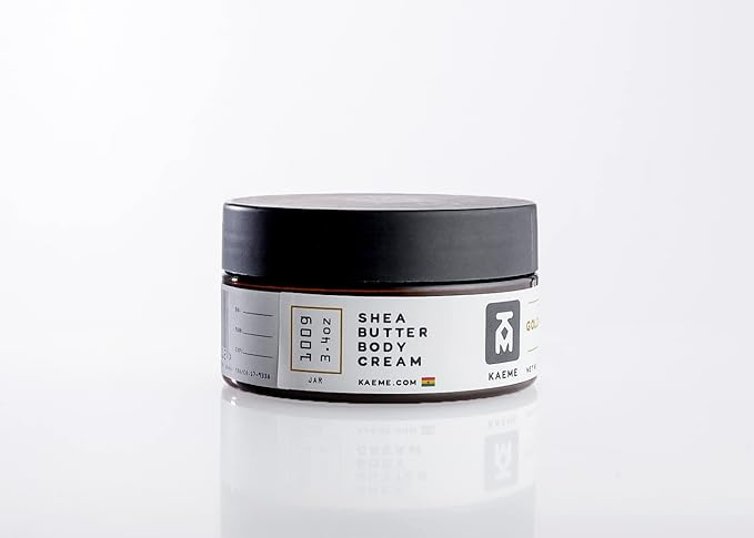 KAEME Goldflakes Shea Body Butter Moisturizer For Women and Men, Made From Raw Organic Pure Unrefined Shea With Natural Coconut Oil For Deep Hydration, Soften, Nourish Skin Hair Scalp (3.4oz/100g jar)