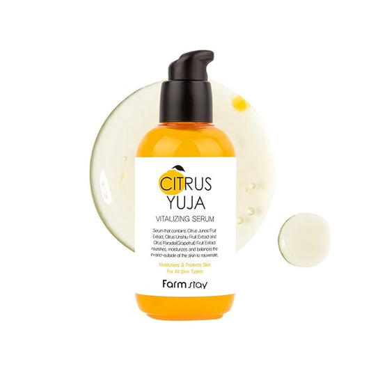 FARMSTAY Citrus Yuja Vitalizing Serum – Vitamin C Glowing Serum with Niacinamide for Dry & Sensitive Skin, Moisturizing & Rejuvenating Radiant Skin Care, Korean Skin care, for Women & Men, 3.38 fl oz