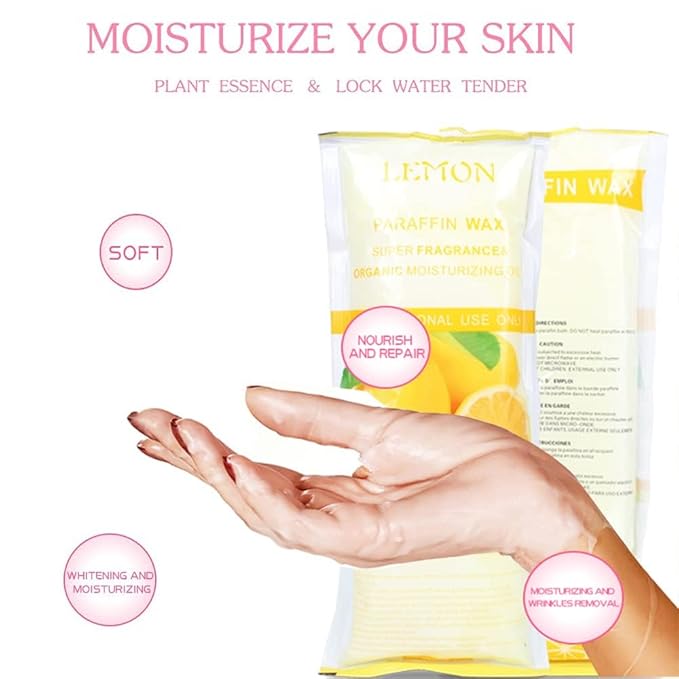 Paraffin Wax Refills, 12 Pack Lemon Scented Paraffin Wax Beads Blocks for Paraffin Bath, Paraffin Wax Machine Refills for Hand Feet Dry Skin,Rrelieves muscle fatigue, Hydration and nourish