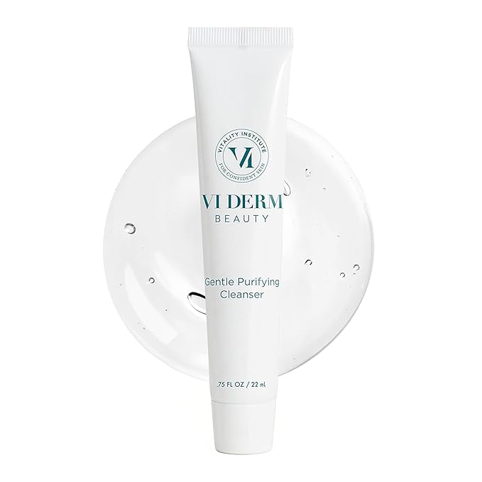 VI Derm Hydrating Gentle Purifying Cleanser – Face Wash with Aloe Vera, Antioxidants, and Willow Bark, Travel Size Mini Facial Cleanser for Makeup Removal and Sensitive Skin – 0.75 Fl Oz / 22 mL