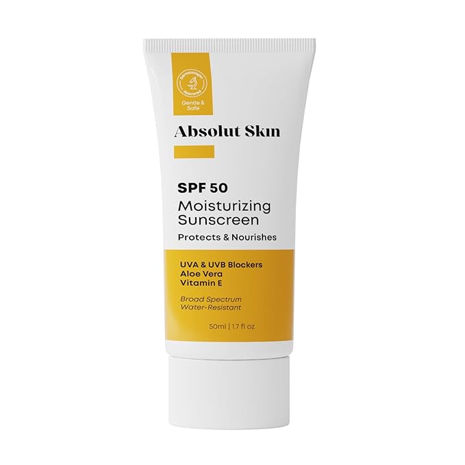 AbsolutSkin SPF 50 Moisturizing Sunscreen – Lightweight Daily Face Sunscreen with Aloe & Vitamin E – No White Cast – 60ml