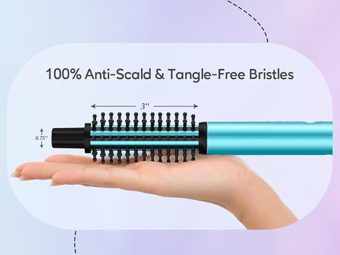 Farery Mini Thermal Brush 3 Temperature Adjustable, 3/4 Inch Travel Curling Iron for Short Hair, Heated Round Brush for Touch-ups and Small Curls, Lightweight Curling Wand for Thin Hair, Dual Voltage